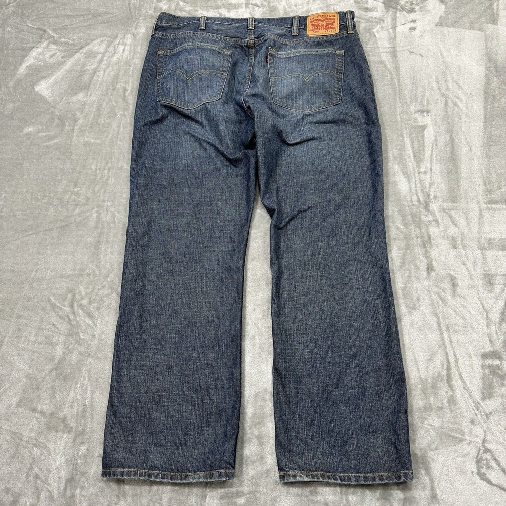 Levis Jeans Mens 40x31 Blue 559 Relaxed Straight Fit Dark Wash Denim Logo Work